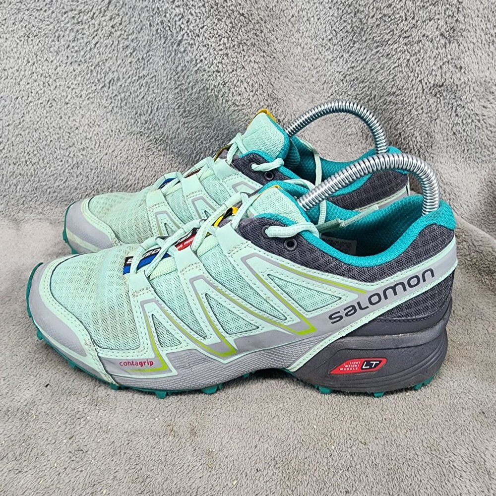 Salomon Shoes Womens Size 8 Speedcross Vario Green Running Sneakers *Read*
